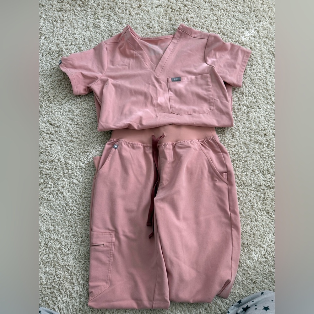 Figs high waisted jogger scrubs and top